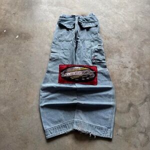 Baggy Ignition Cargo Wide Leg Jnco Styl Denim Y2k Vintage Jeans 34x32